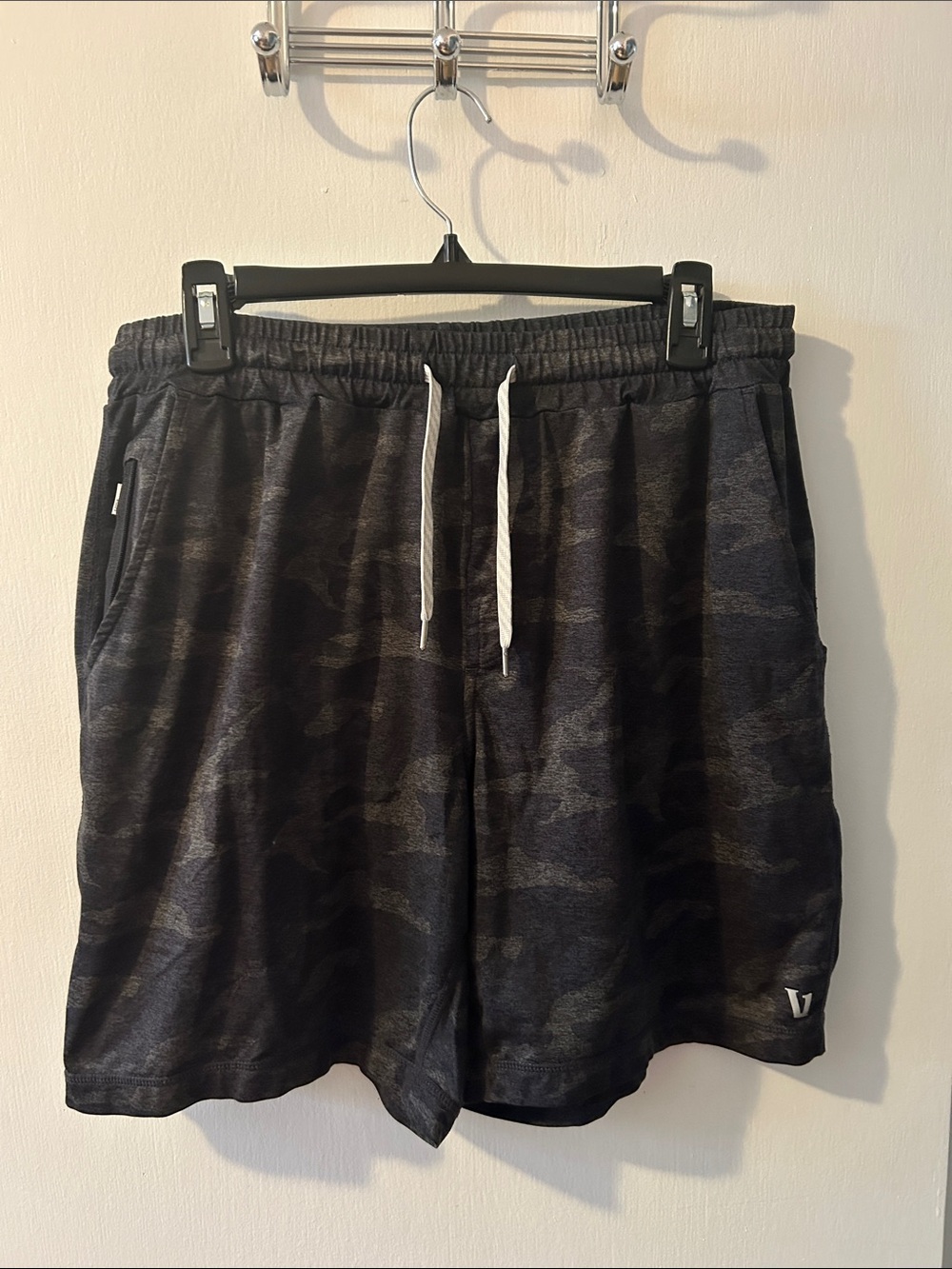 Vuori men’s shorts Black Camo Athletic Shorts with Drawstring
